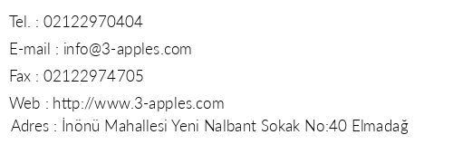 Three Apples Elmada Residence telefon numaralar, faks, e-mail, posta adresi ve iletiim bilgileri